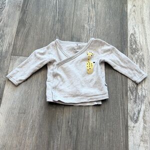 Petit Lem Light Gray Wrap Top with Yellow Giraffe